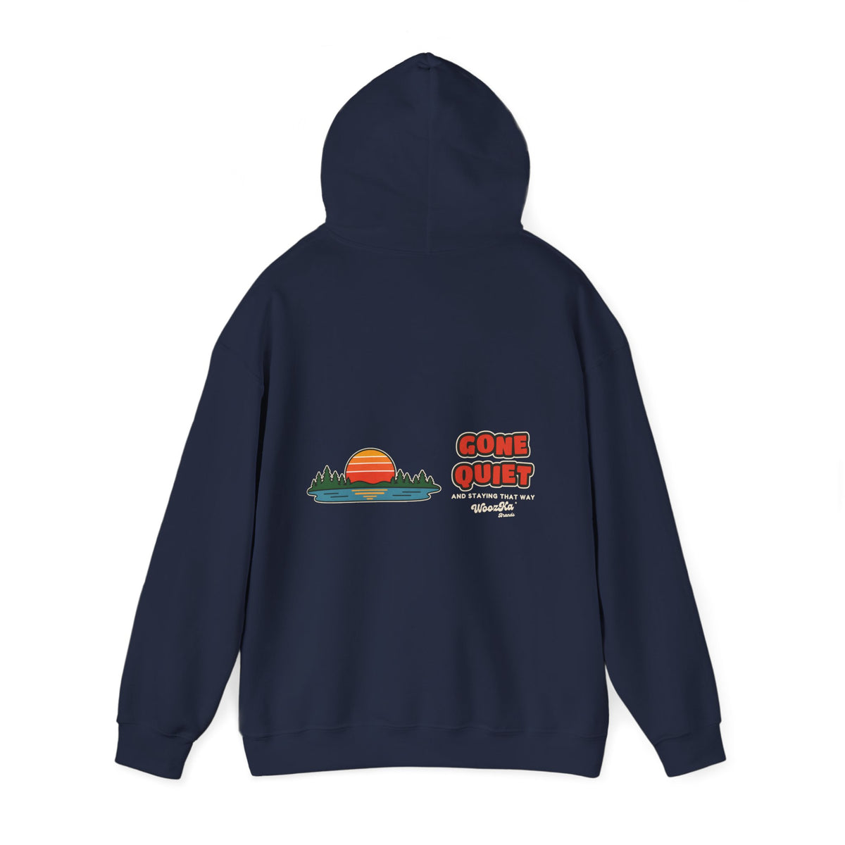 WoozKa Brands Retro Sunset Lake Hoodie, Nature Outdoors Wide Back Print