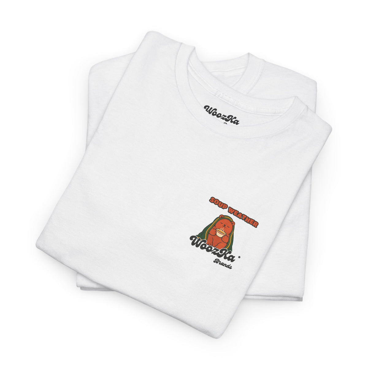 WoozKa Brands Soup Weather Bear Heavy Cotton T-Shirt, Two-Sided Graphic