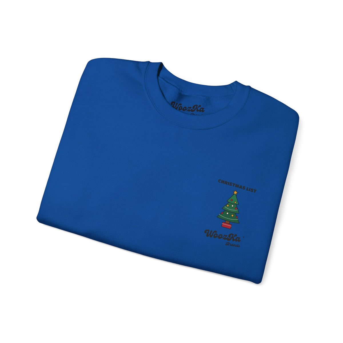 WoozKa Brands Cute Christmas Tree Sweatshirt, Holiday List Back Print