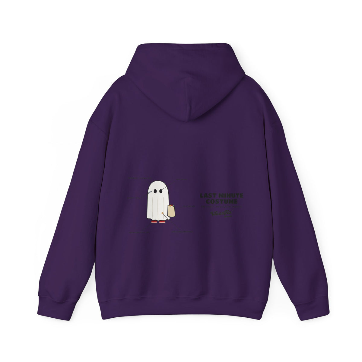WoozKa Brands Lazy Halloween Costume Hoodie, Funny Ghost Wide Back Print