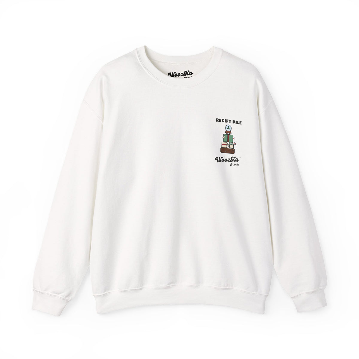 WoozKa Brands Funny Christmas Sweatshirt, Regift Office Party Back Print