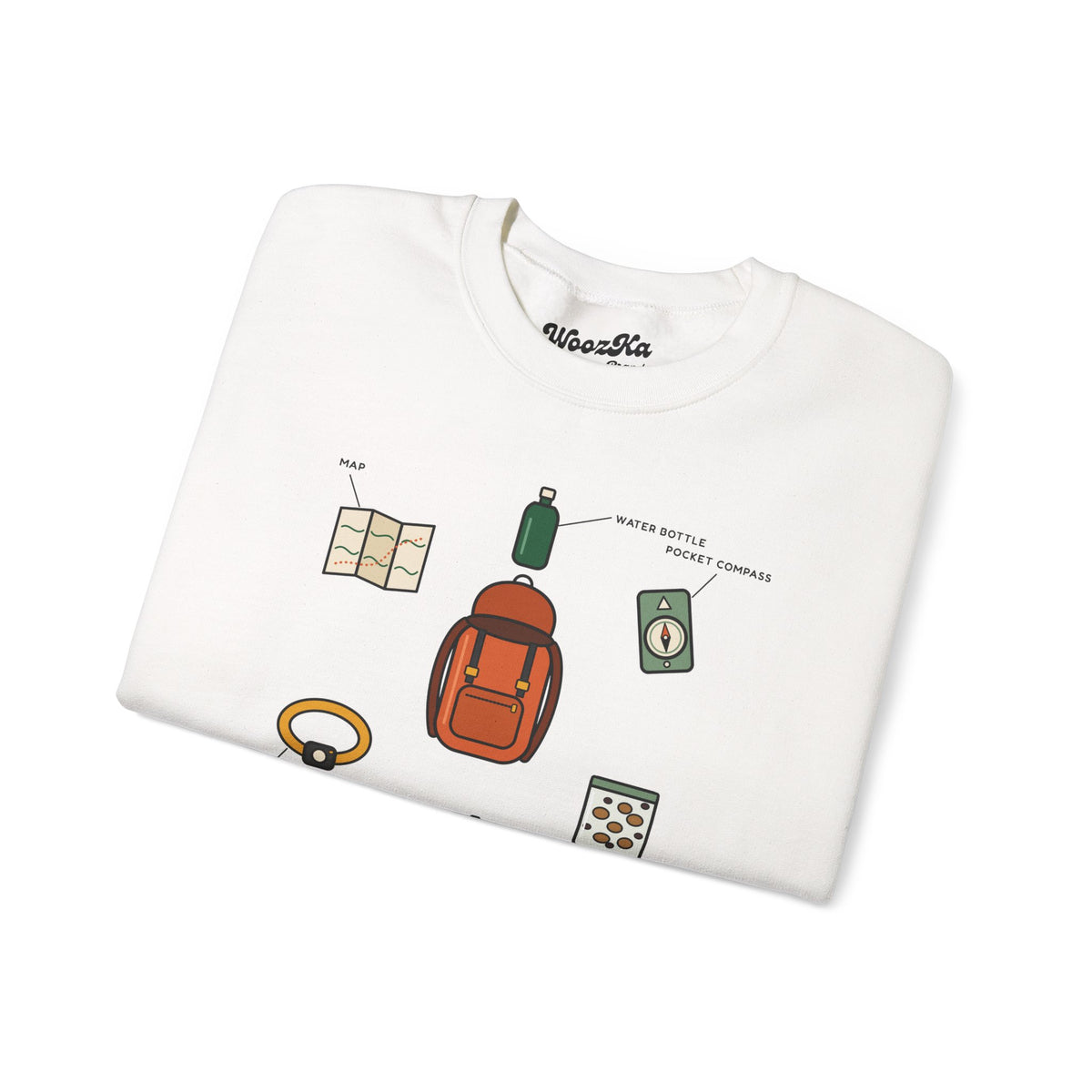 WoozKa Brands Hiking Sweatshirt, Backpacking Gear List Front Print