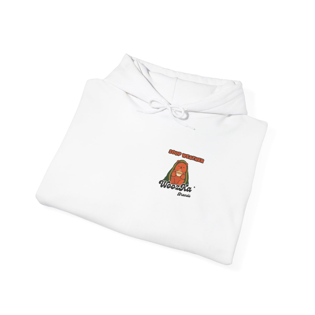 WoozKa Brands Soup Weather Bear Hoodie, Wide Back Graphic