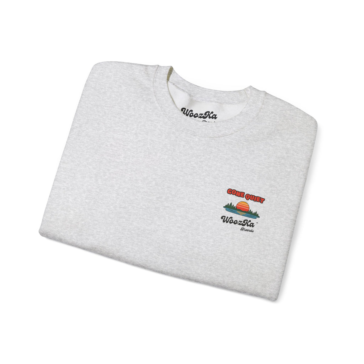 WoozKa Brands Retro Sunset Lake Sweatshirt, Nature Outdoors Pine Back Print