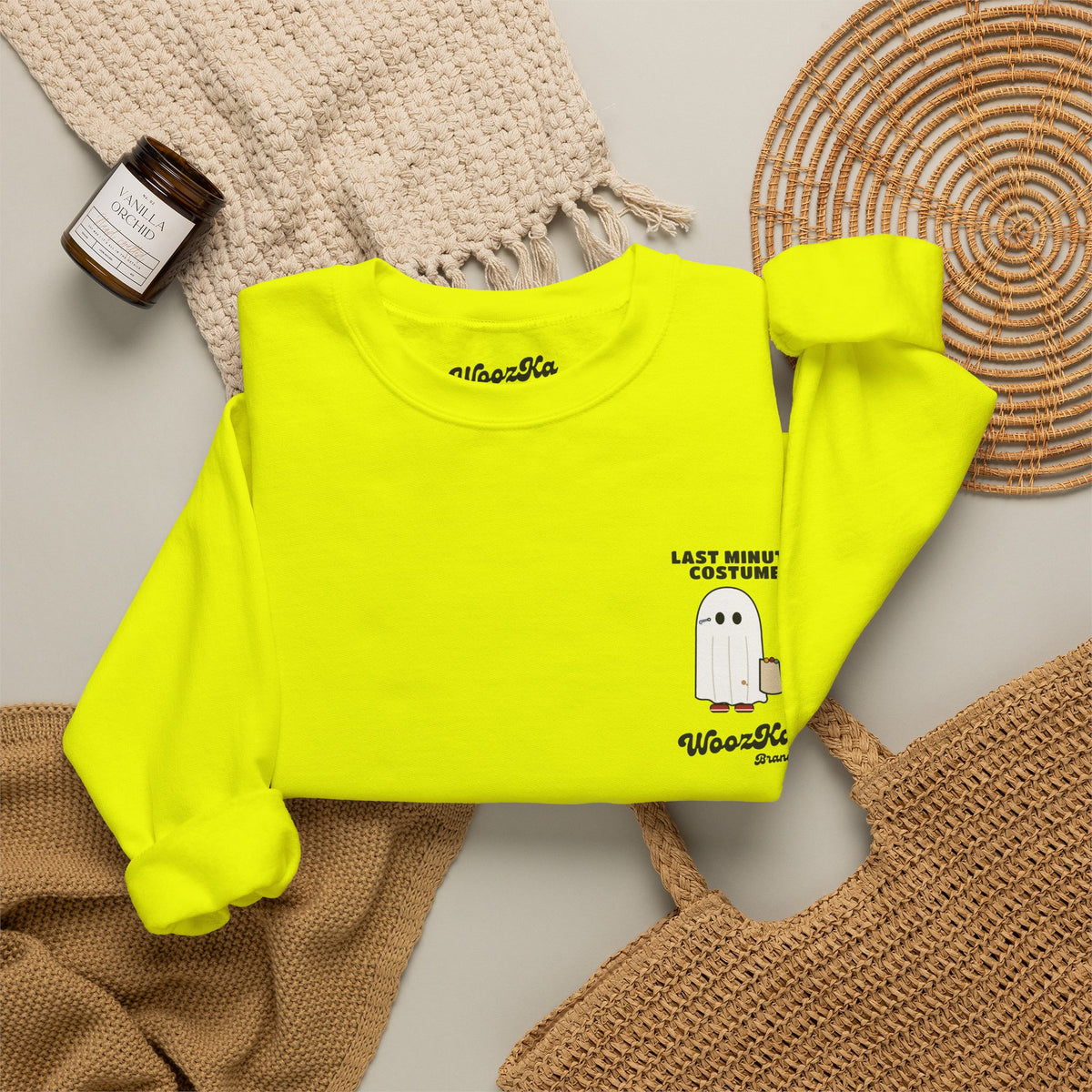 WoozKa Brands Lazy Halloween Costume Sweatshirt, Funny Ghost Back Print