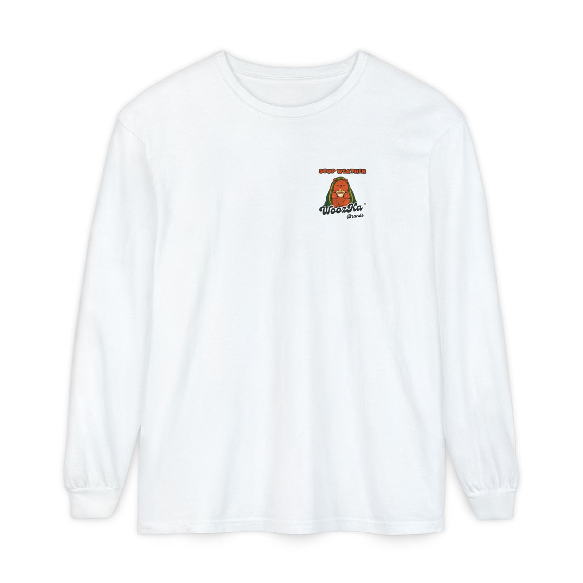 WoozKa Brands Soup Weather Bear Long Sleeve T-Shirt, Front and Back Graphic