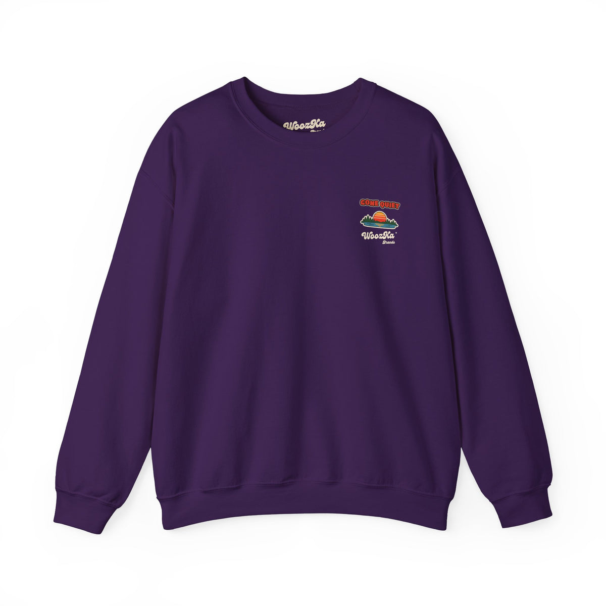 WoozKa Brands Retro Sunset Lake Sweatshirt, Nature Outdoors Pine Back Print