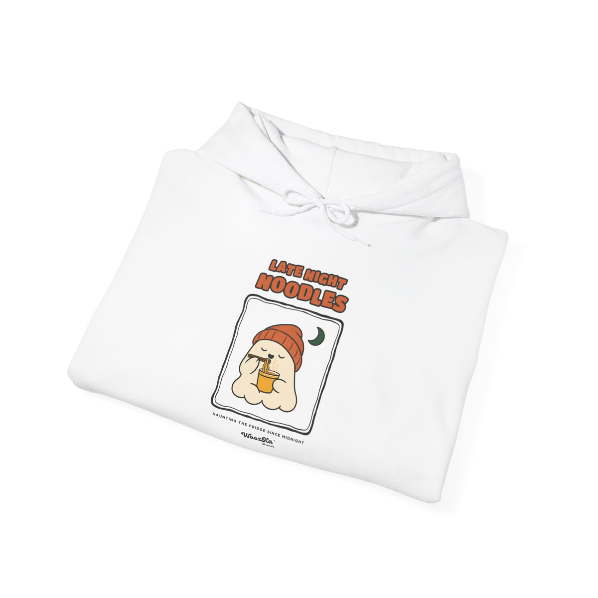 WoozKa Brands Late Night Noodles Ghost Hoodie, Front Graphic