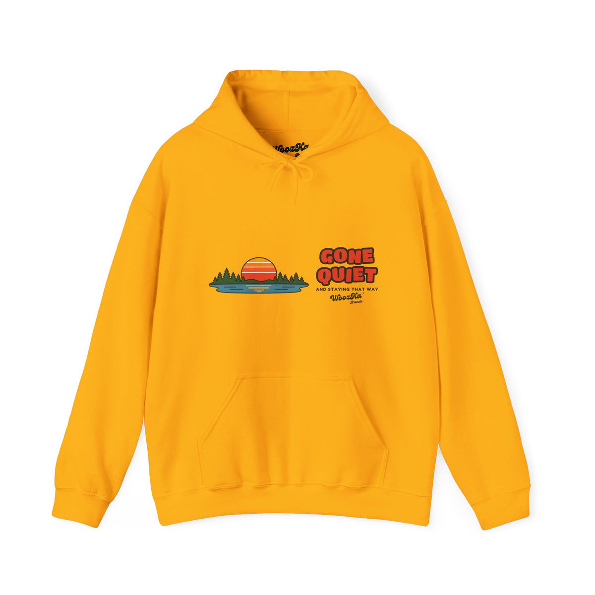 WoozKa Brands Retro Sunset Lake Hoodie, Nature Outdoors Wide Front Print