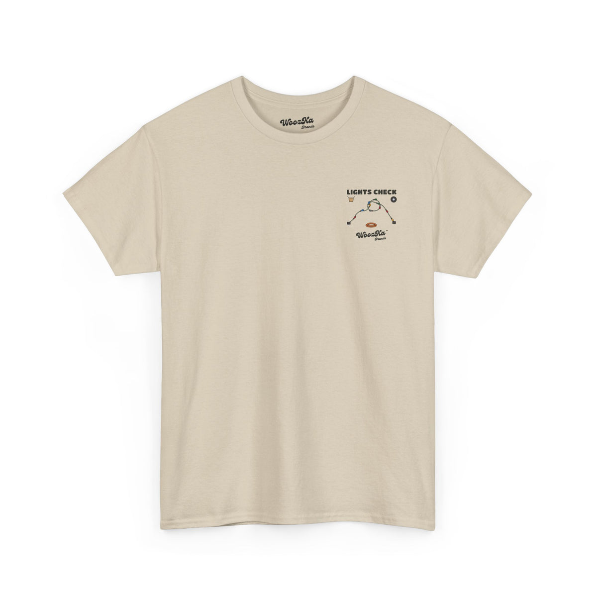 WoozKa Brands Christmas Lights T-Shirt, Funny Holiday Decorating Back Print