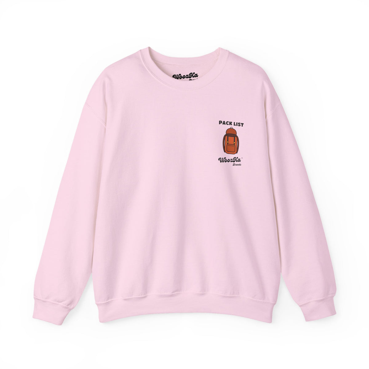 WoozKa Brands Hiking Sweatshirt, Backpacking Gear List Back Print