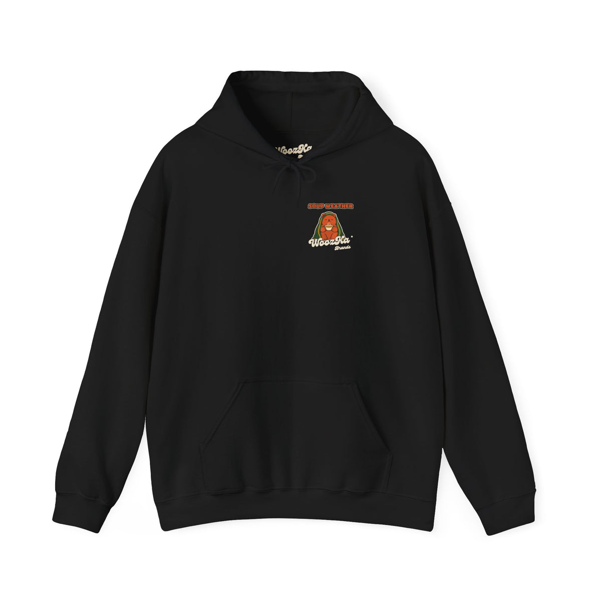 WoozKa Brands Soup Weather Bear Hoodie, Wide Back Graphic