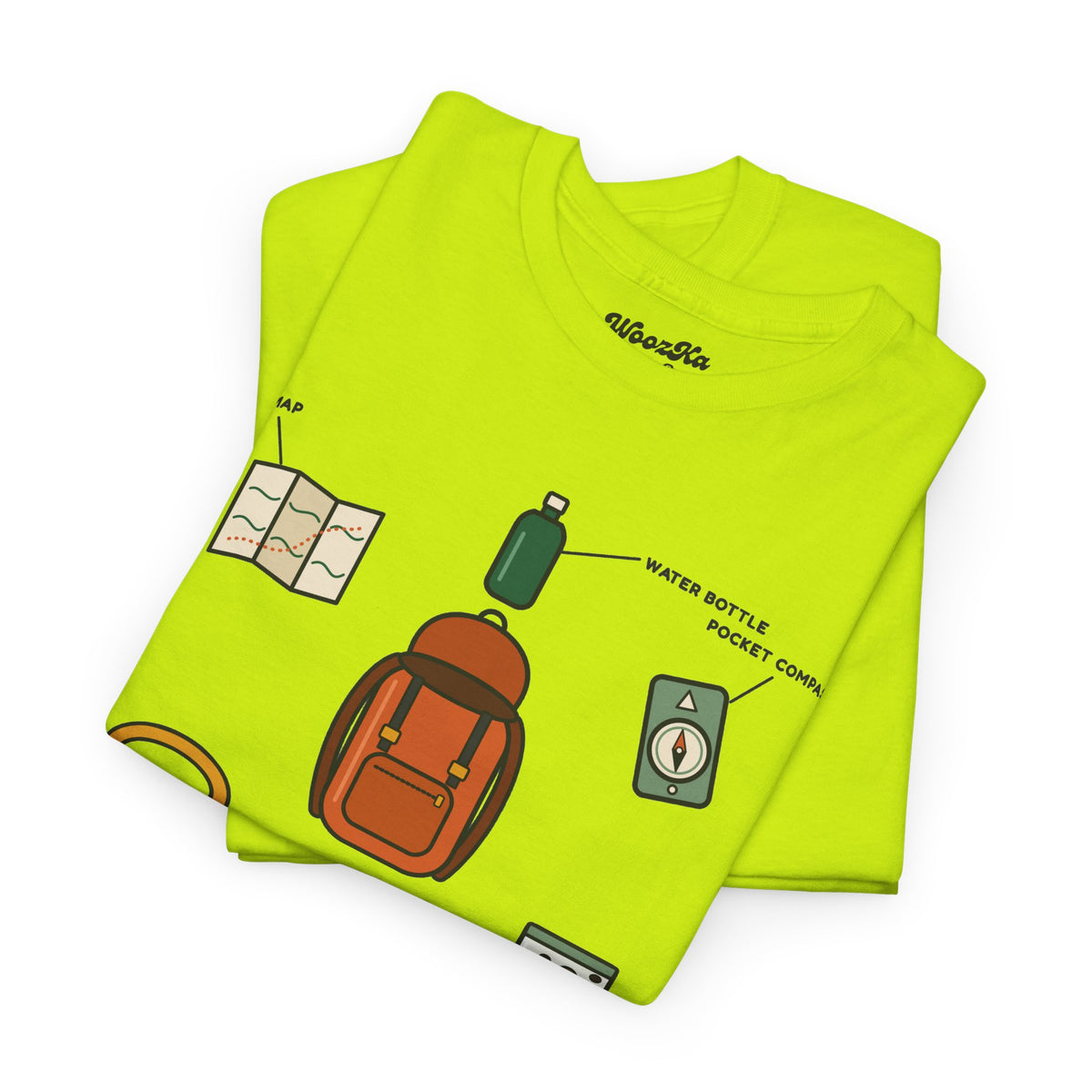 WoozKa Brands Hiking T-Shirt, Backpacking Gear List Front Print