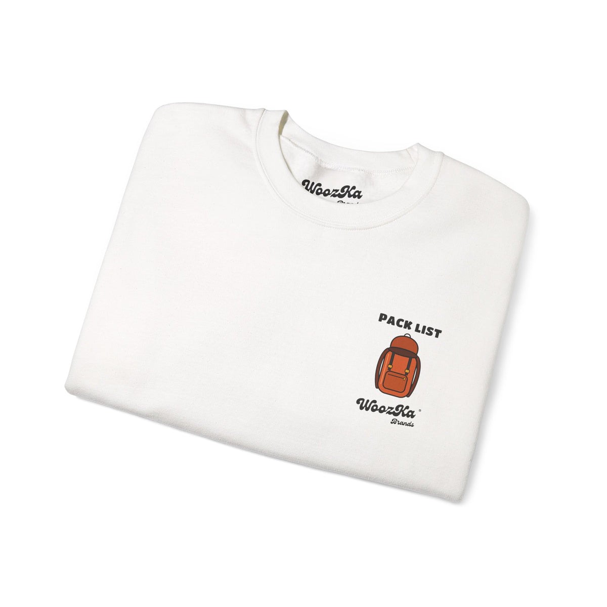 WoozKa Brands Hiking Sweatshirt, Backpacking Gear List Back Print