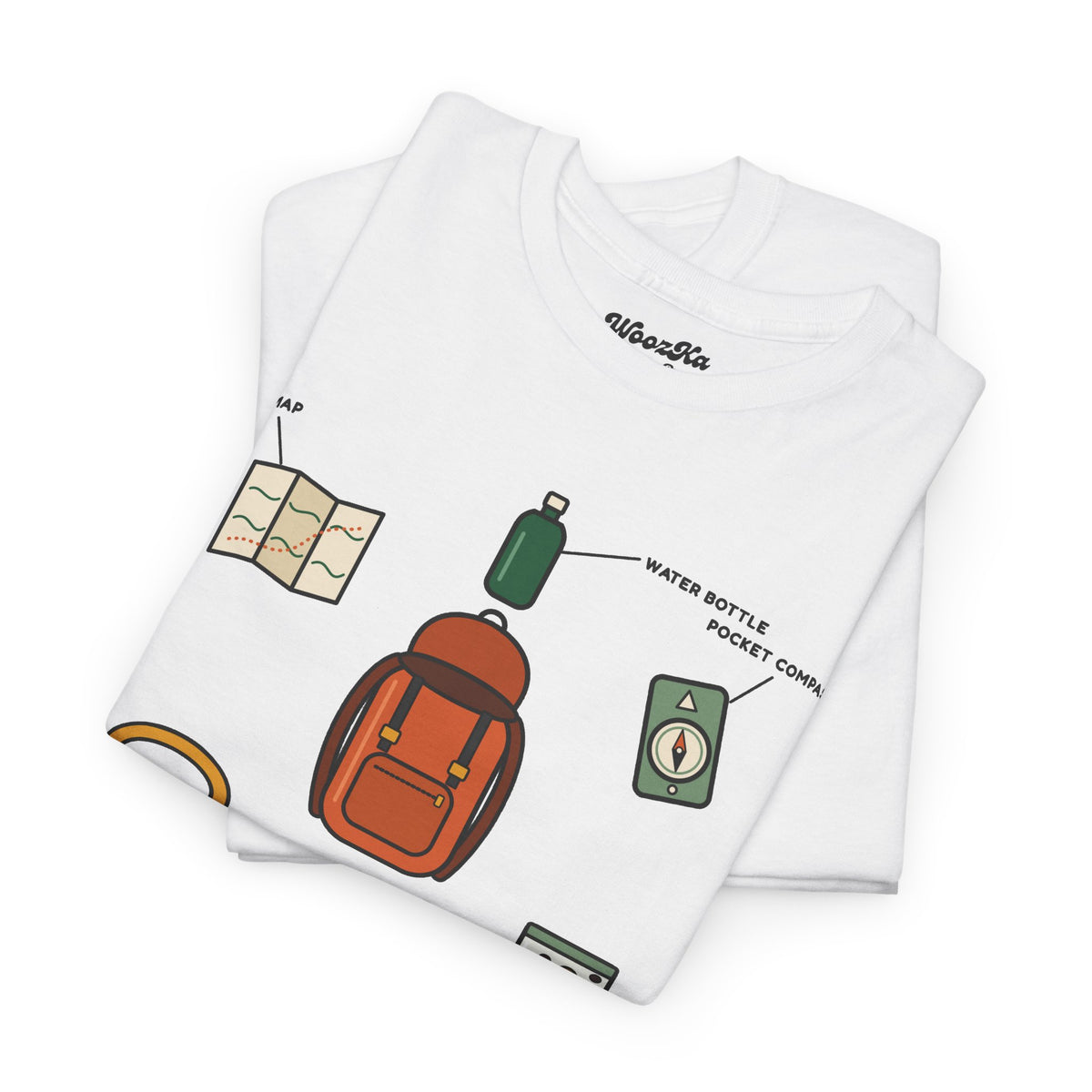 WoozKa Brands Hiking T-Shirt, Backpacking Gear List Front Print