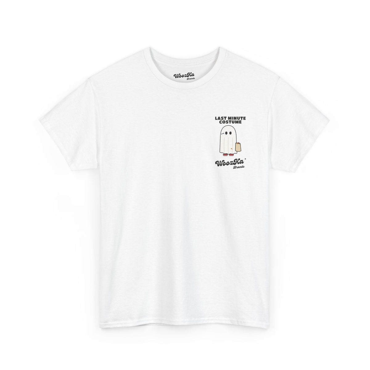 WoozKa Brands Lazy Halloween Costume T-Shirt, Funny Ghost Sheet Back Print