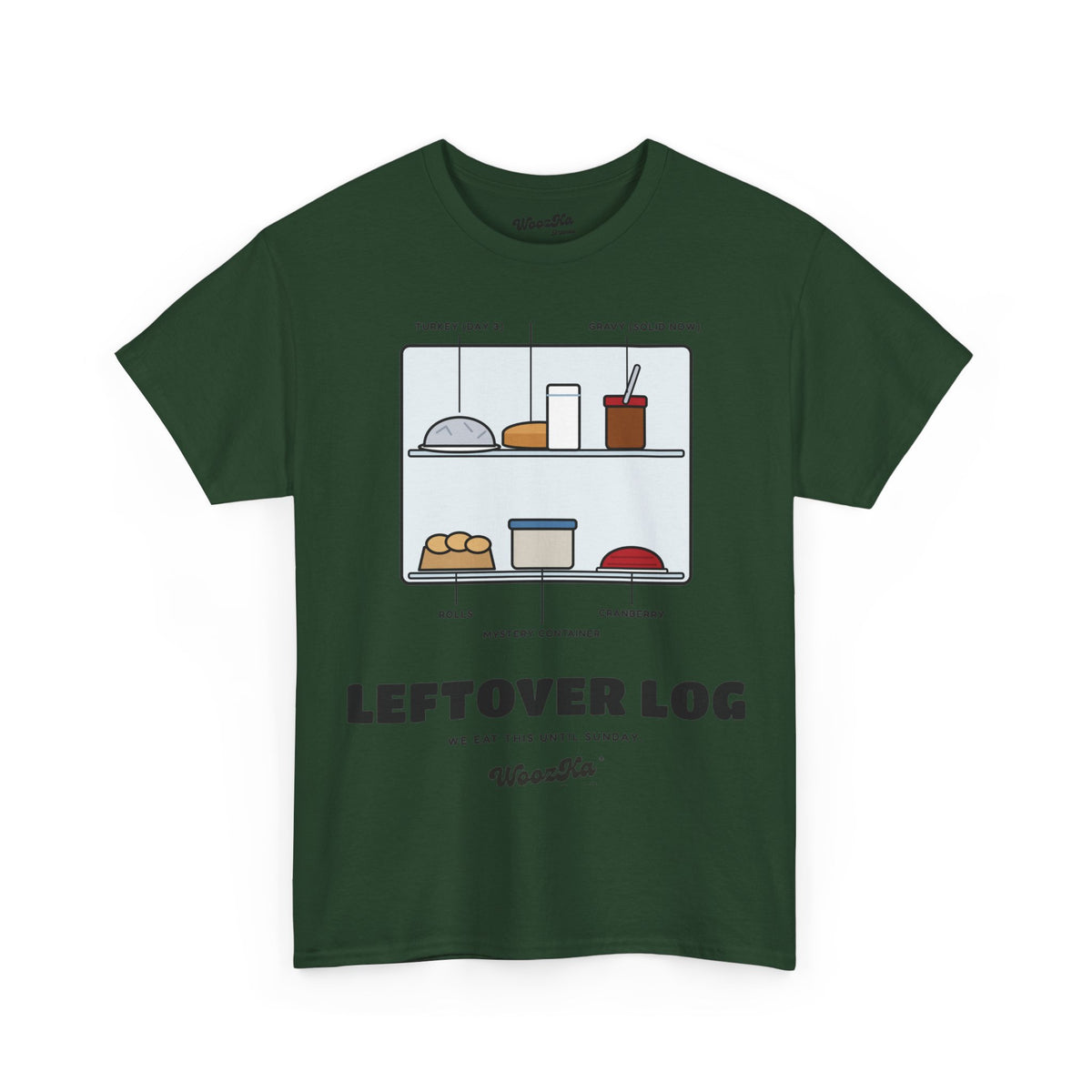 WoozKa Brands Funny Thanksgiving Leftovers T-Shirt, Turkey Pie Front Print