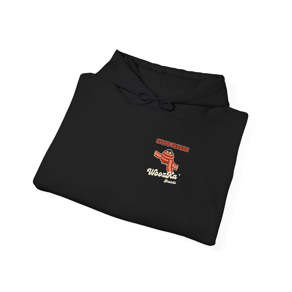 WoozKa Brands Scarf Season Penguin Hoodie, Front and Back Graphic