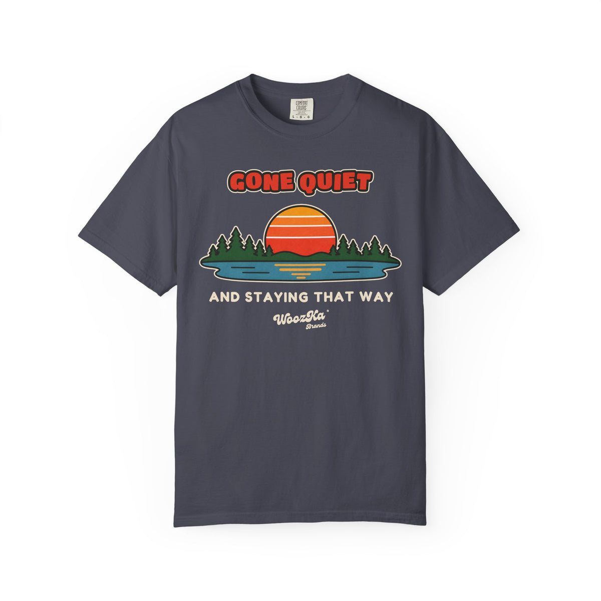 WoozKa Brands Retro Sunset Lake Heavyweight Tee, Nature Front Print