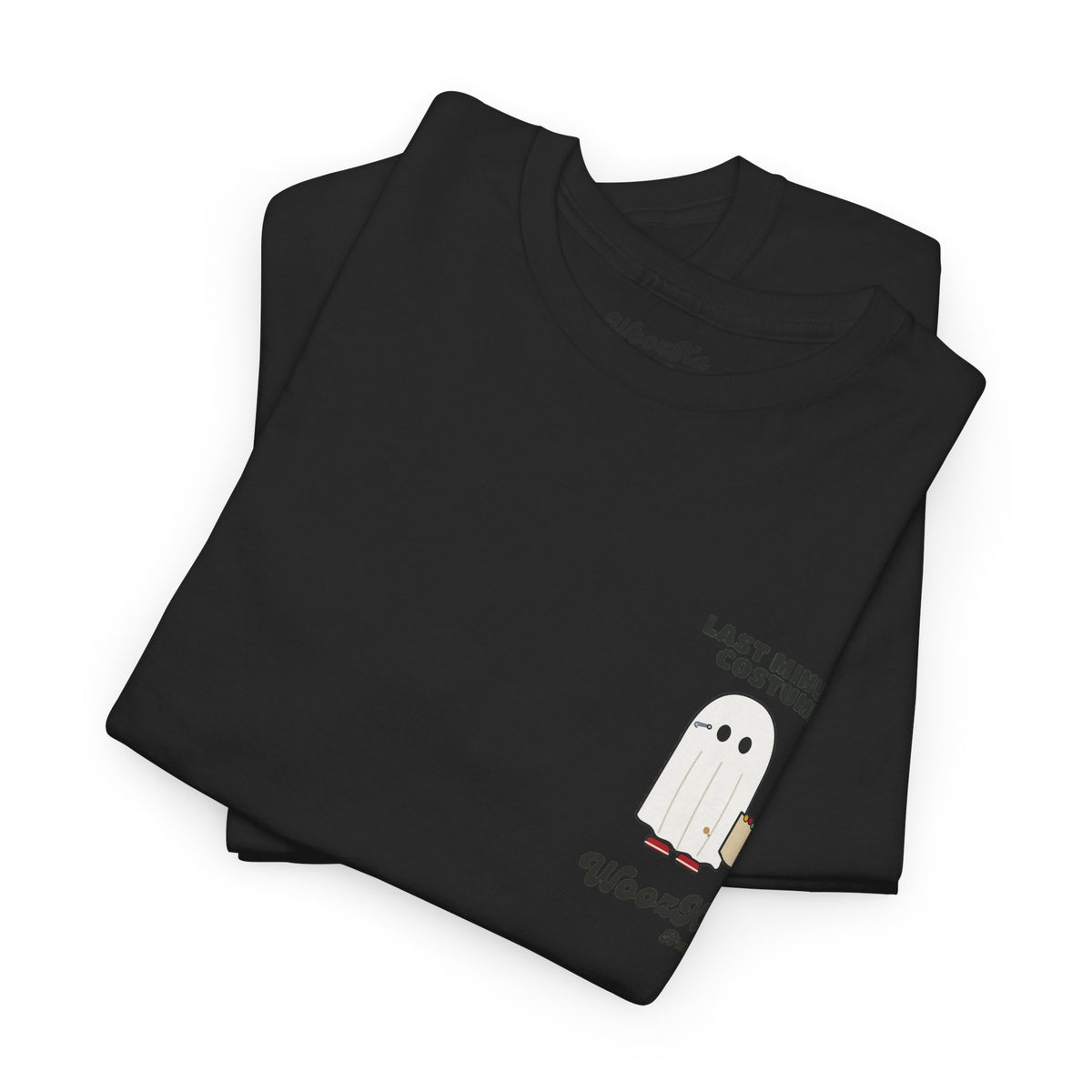 WoozKa Brands Lazy Halloween Costume T-Shirt, Funny Ghost Sheet Back Print
