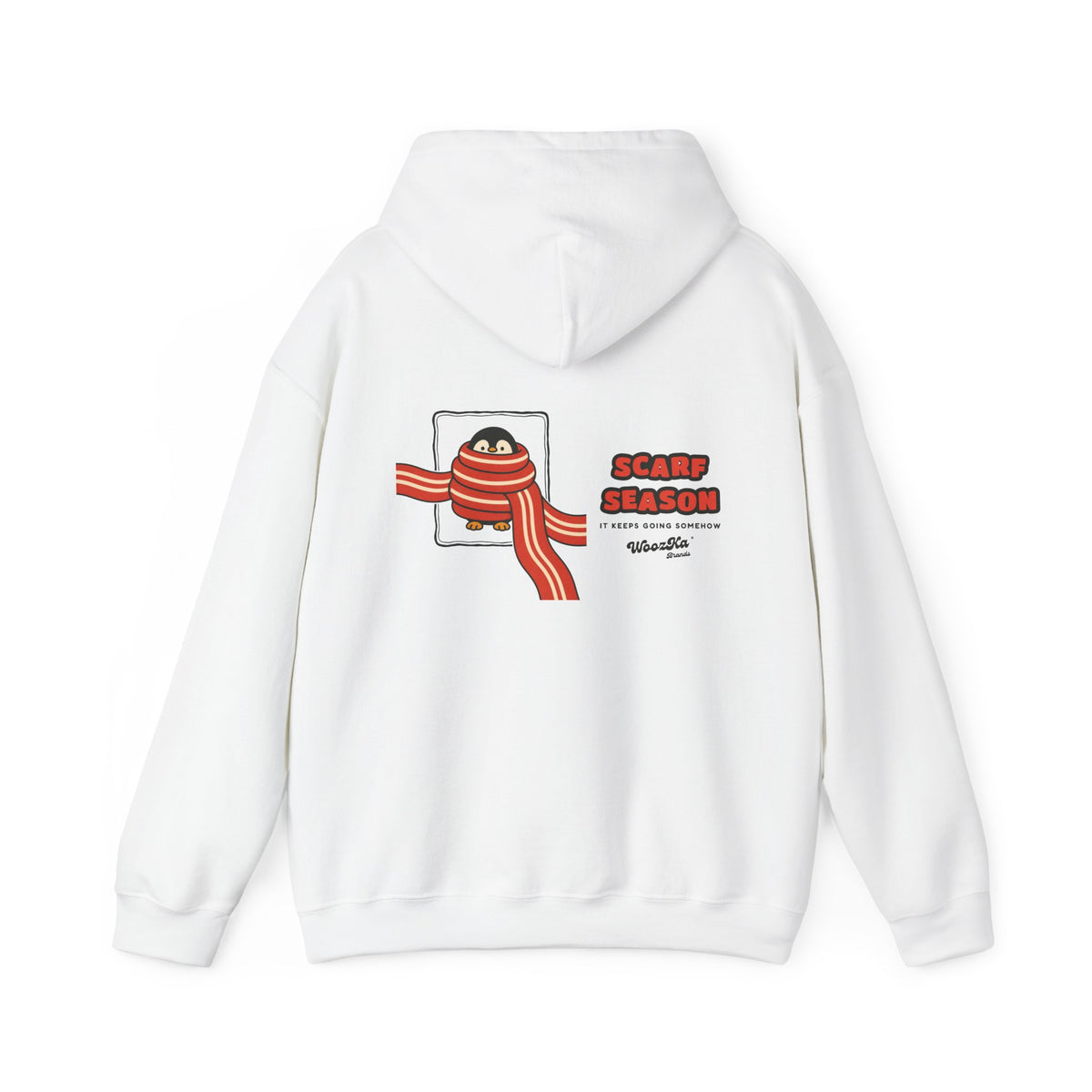 WoozKa Brands Scarf Season Penguin Hoodie, Wide Back Graphic