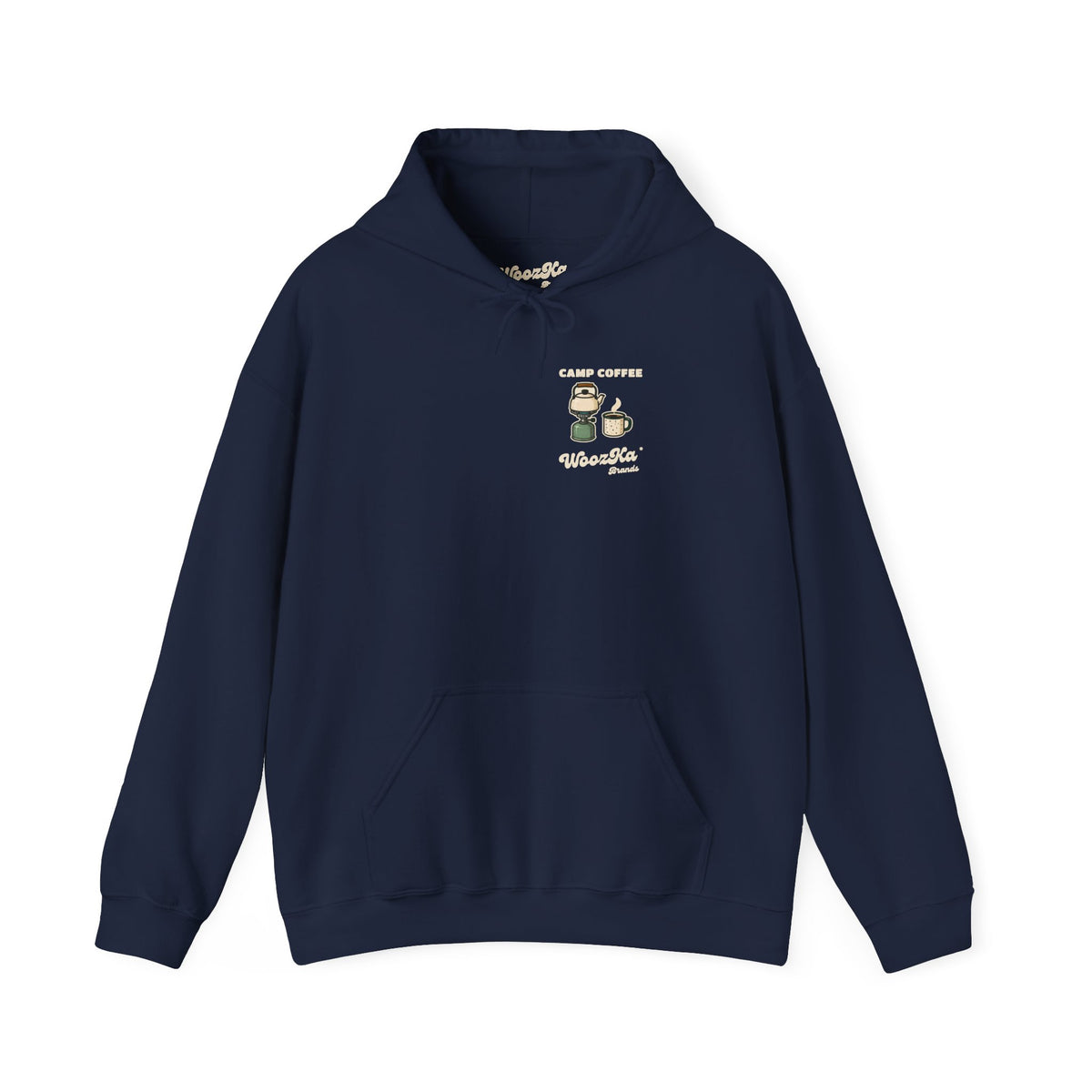 WoozKa Brands Camp Coffee Camping Hoodie, Wide Back Graphic