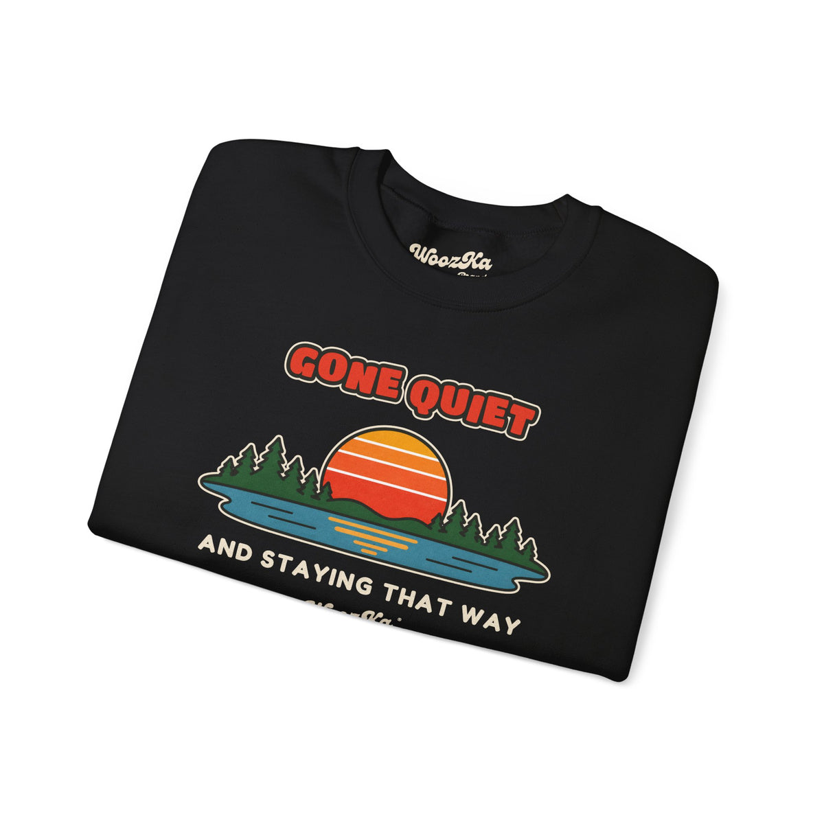 WoozKa Brands Retro Sunset Lake Sweatshirt, Nature Outdoors Front Print