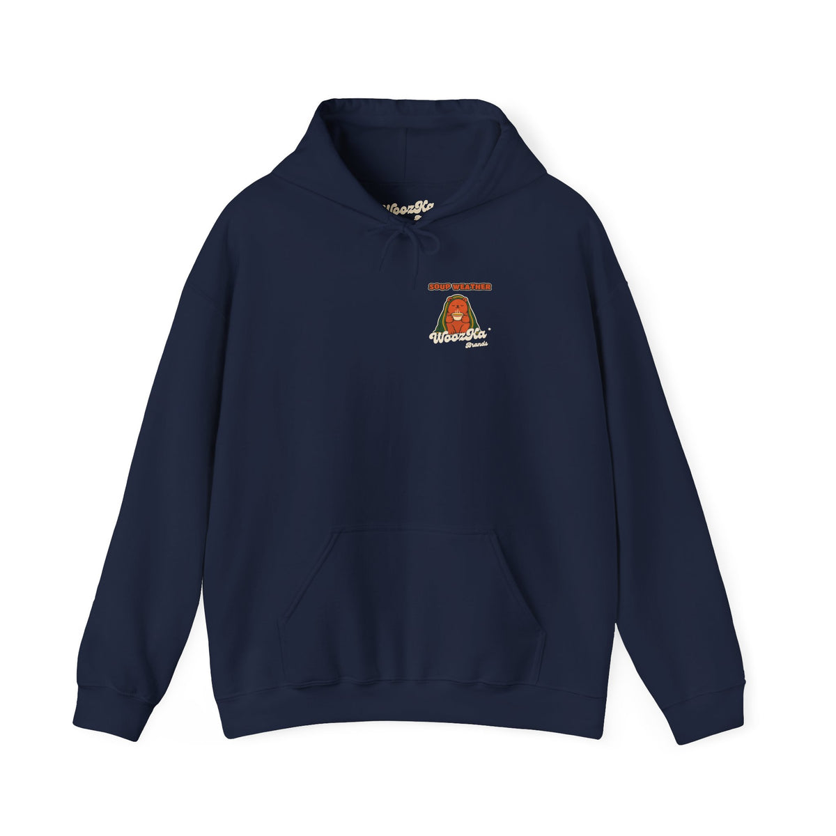 WoozKa Brands Soup Weather Bear Hoodie, Front and Back Graphic