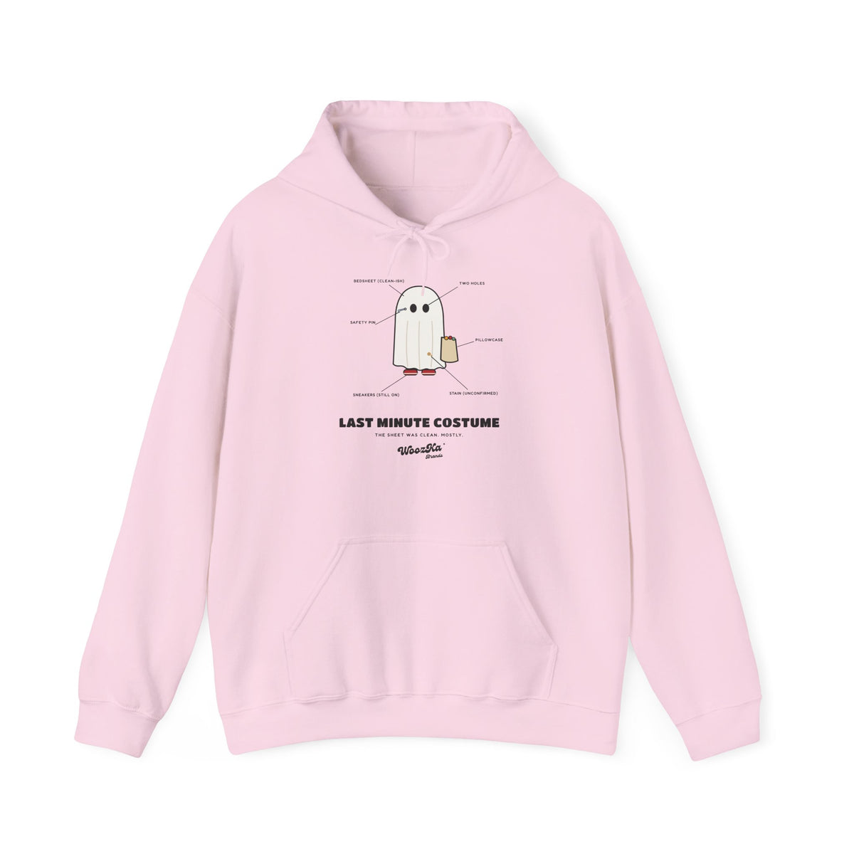 WoozKa Brands Lazy Halloween Costume Hoodie, Funny Ghost Sheet Front Print