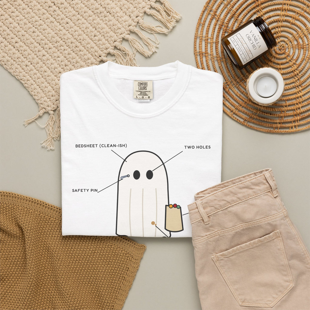 WoozKa Brands Lazy Halloween Costume Heavyweight Tee, Front Print