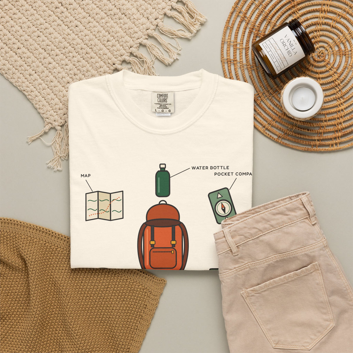WoozKa Brands Hiking Heavyweight Tee, Backpacking Gear List Front Print
