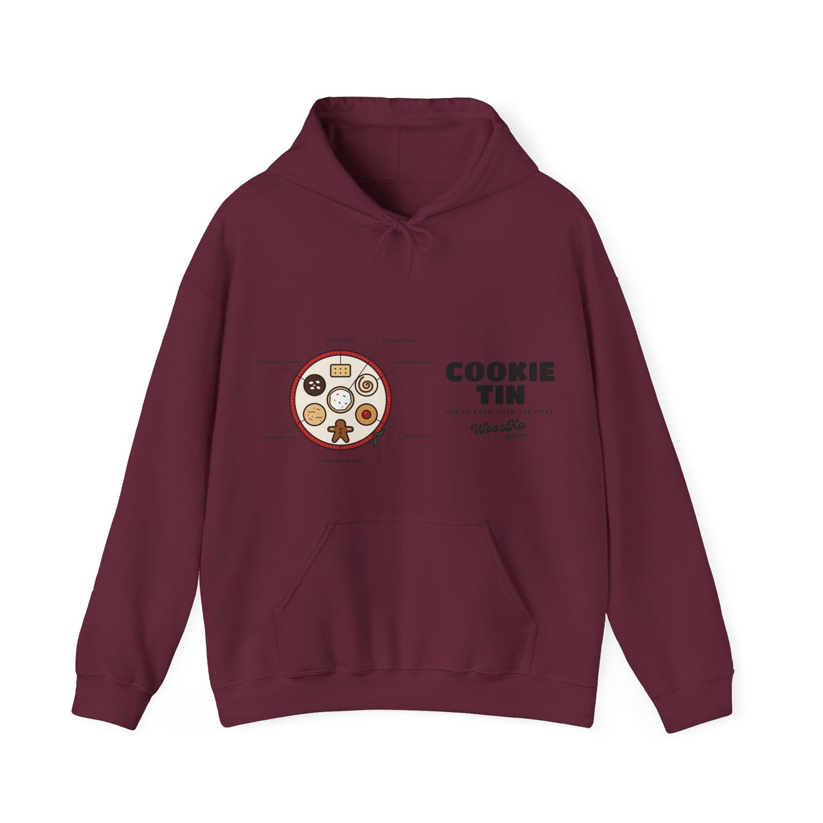 WoozKa Brands Christmas Cookie Hoodie, Holiday Baking Wide Front Print