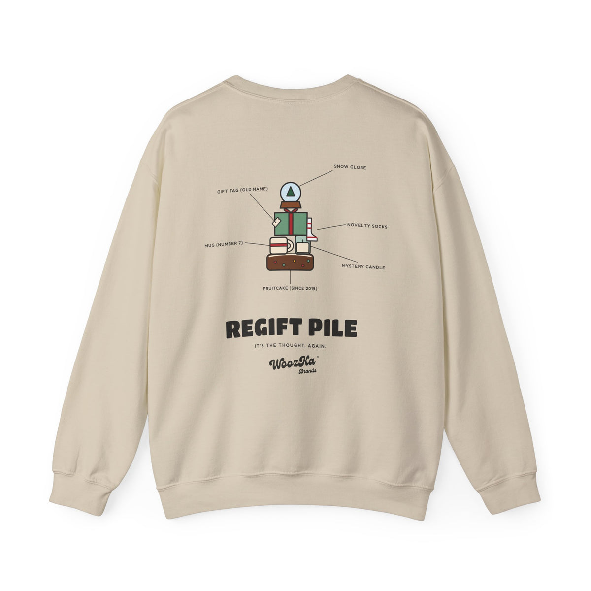 WoozKa Brands Funny Christmas Sweatshirt, Regift Office Party Back Print