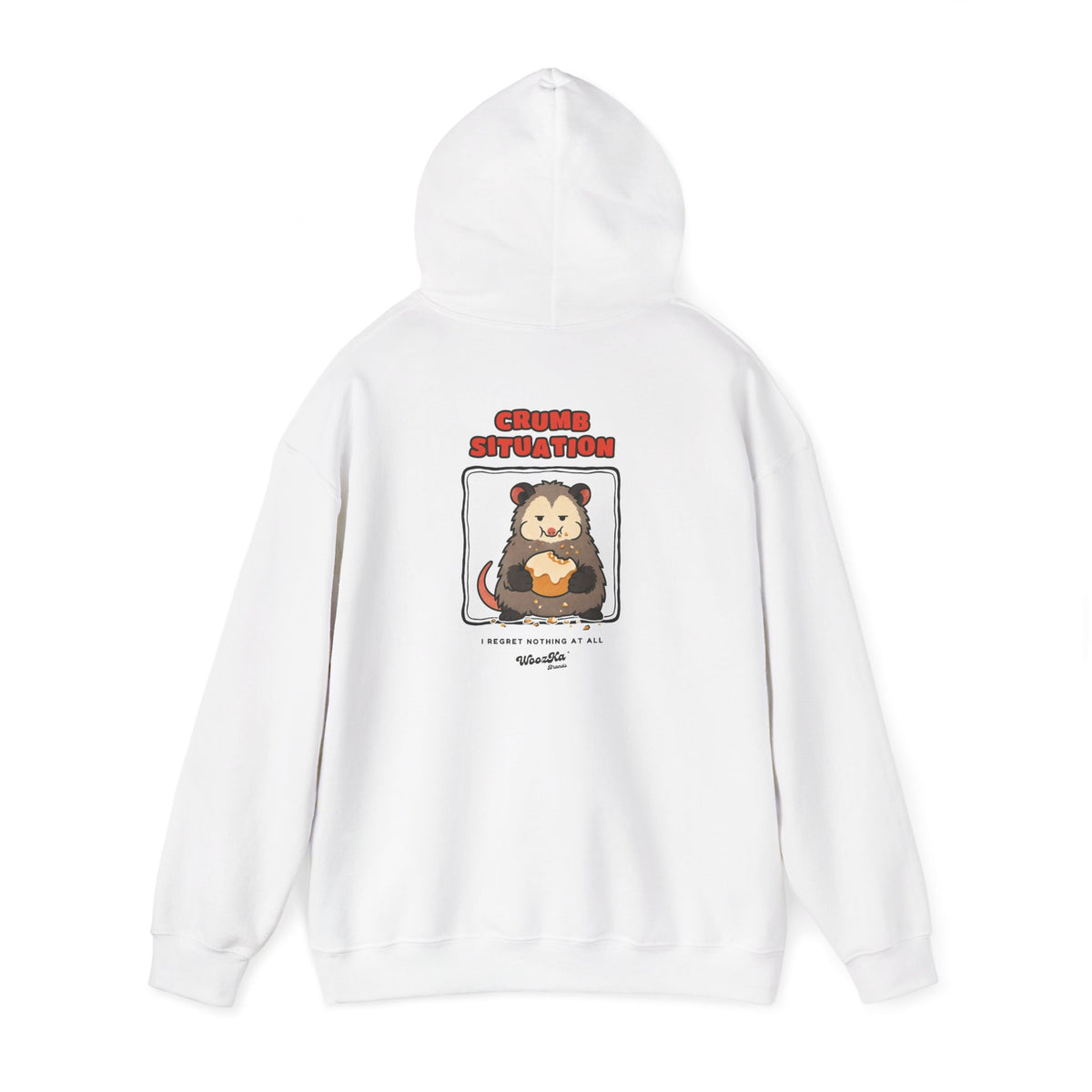 WoozKa Brands Crumb Situation Opossum Hoodie, Front and Back Graphic