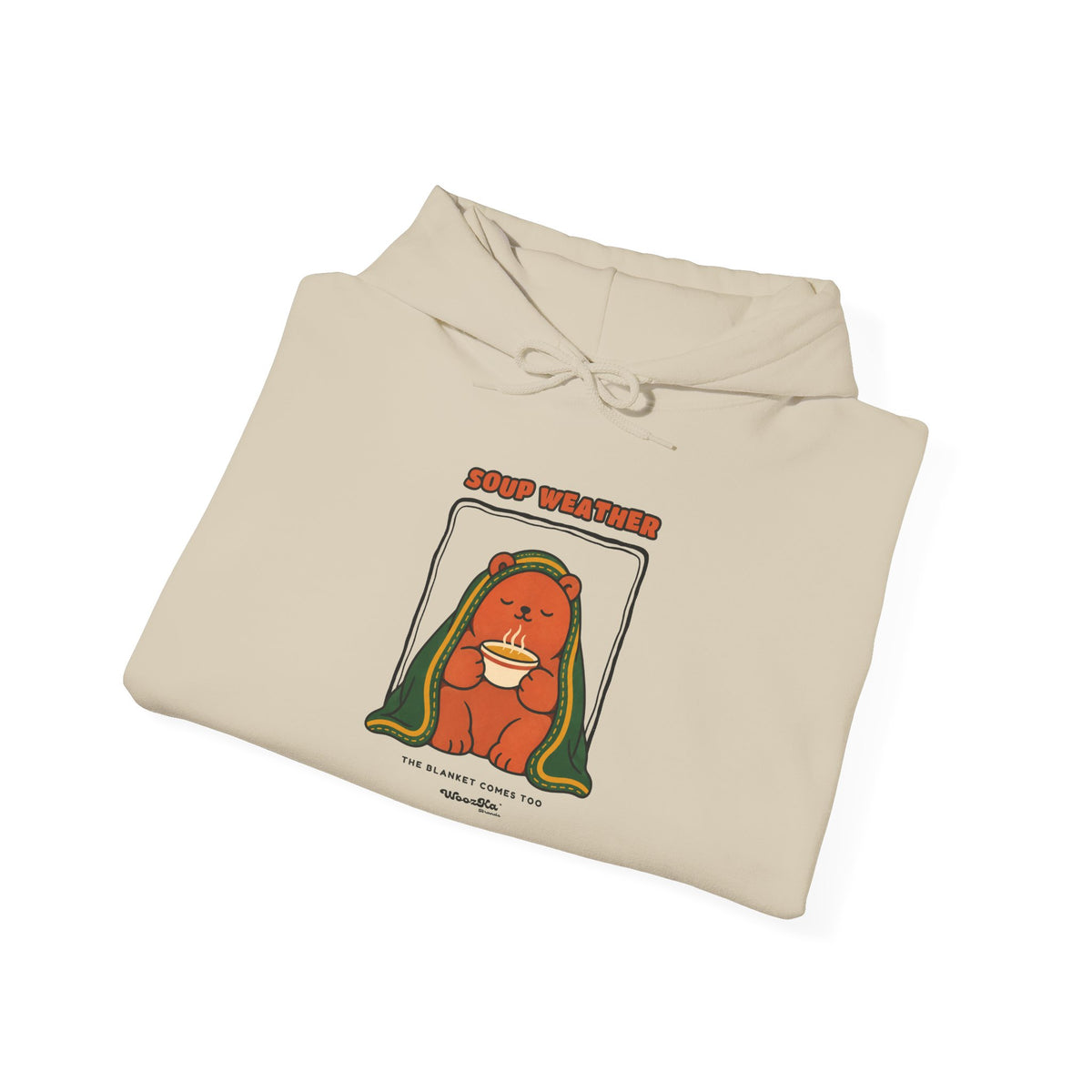 WoozKa Brands Soup Weather Bear Hoodie, Front Graphic