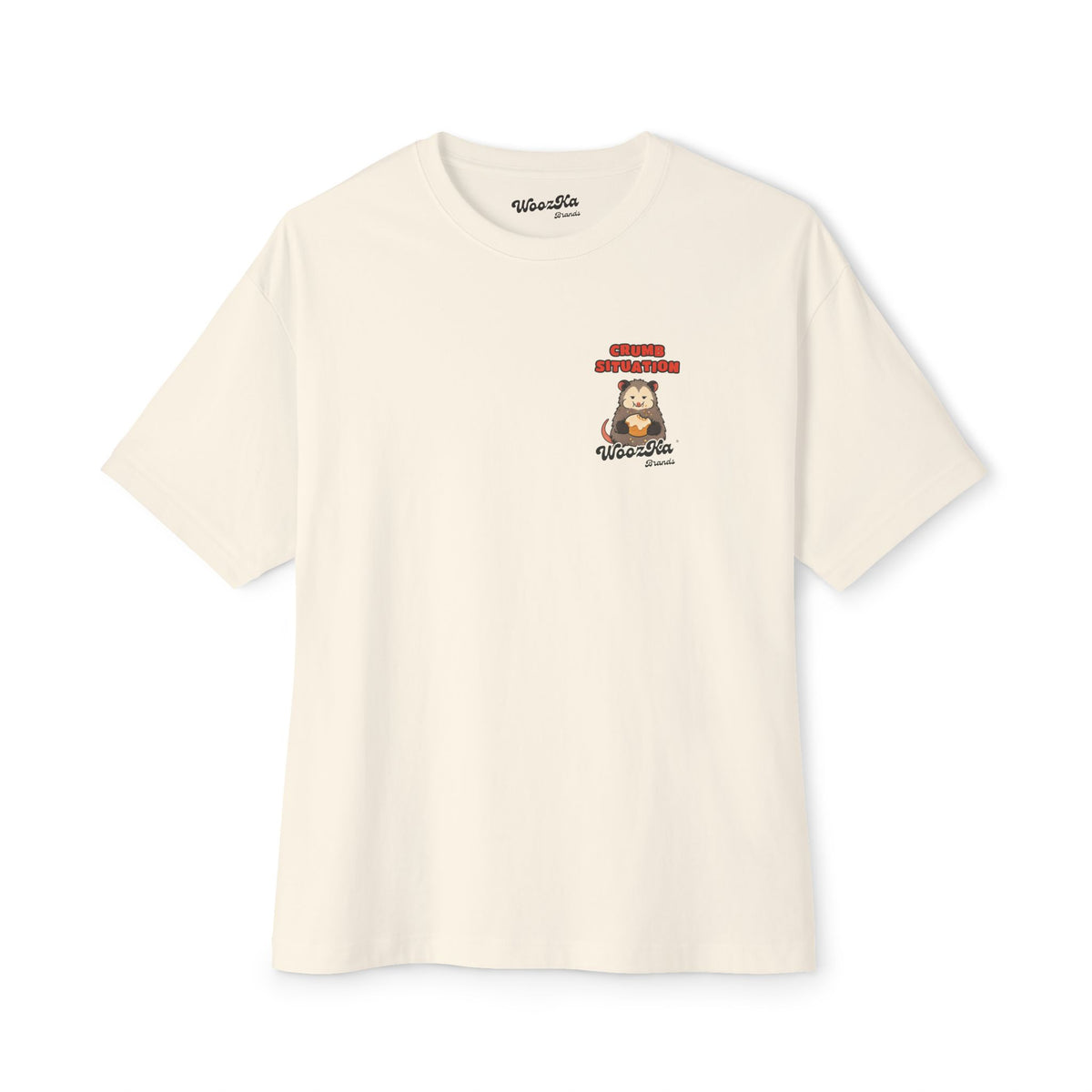 WoozKa Brands Crumb Situation Opossum Oversized Boxy T-Shirt, Two-Sided