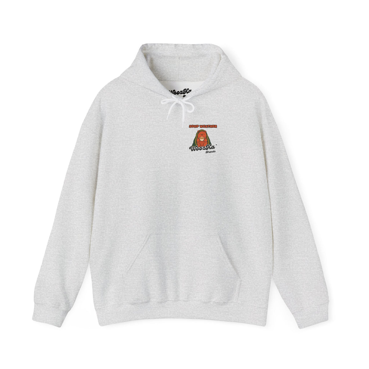 WoozKa Brands Soup Weather Bear Hoodie, Front and Back Graphic