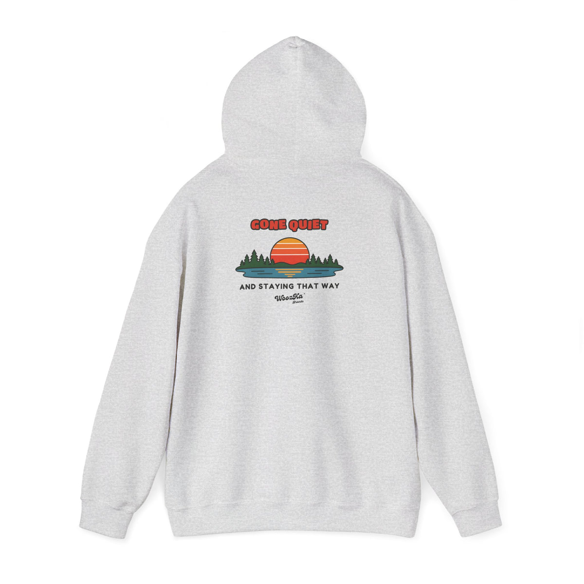 WoozKa Brands Retro Sunset Lake Hoodie, Nature Outdoors Pine Back Print