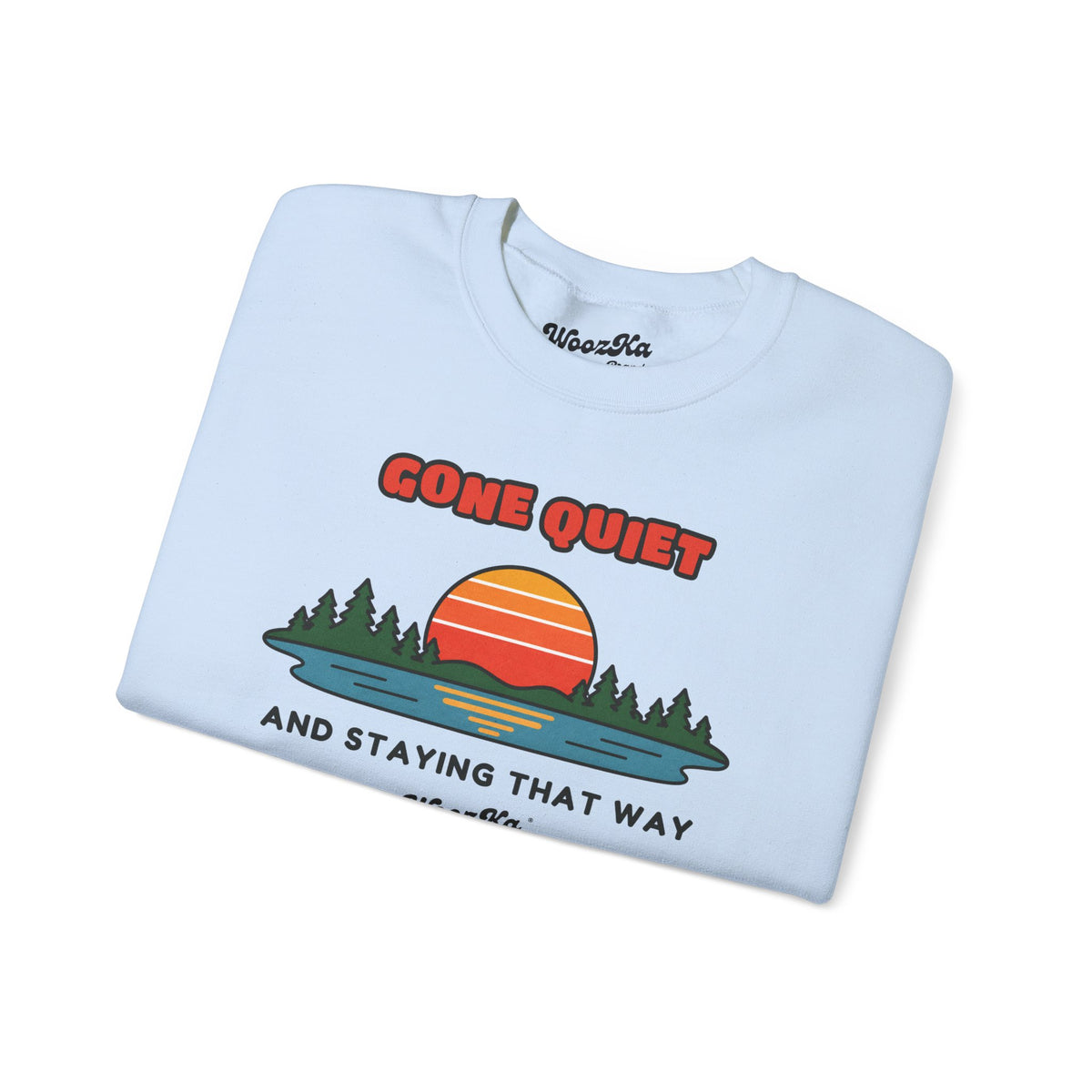 WoozKa Brands Retro Sunset Lake Sweatshirt, Nature Outdoors Front Print