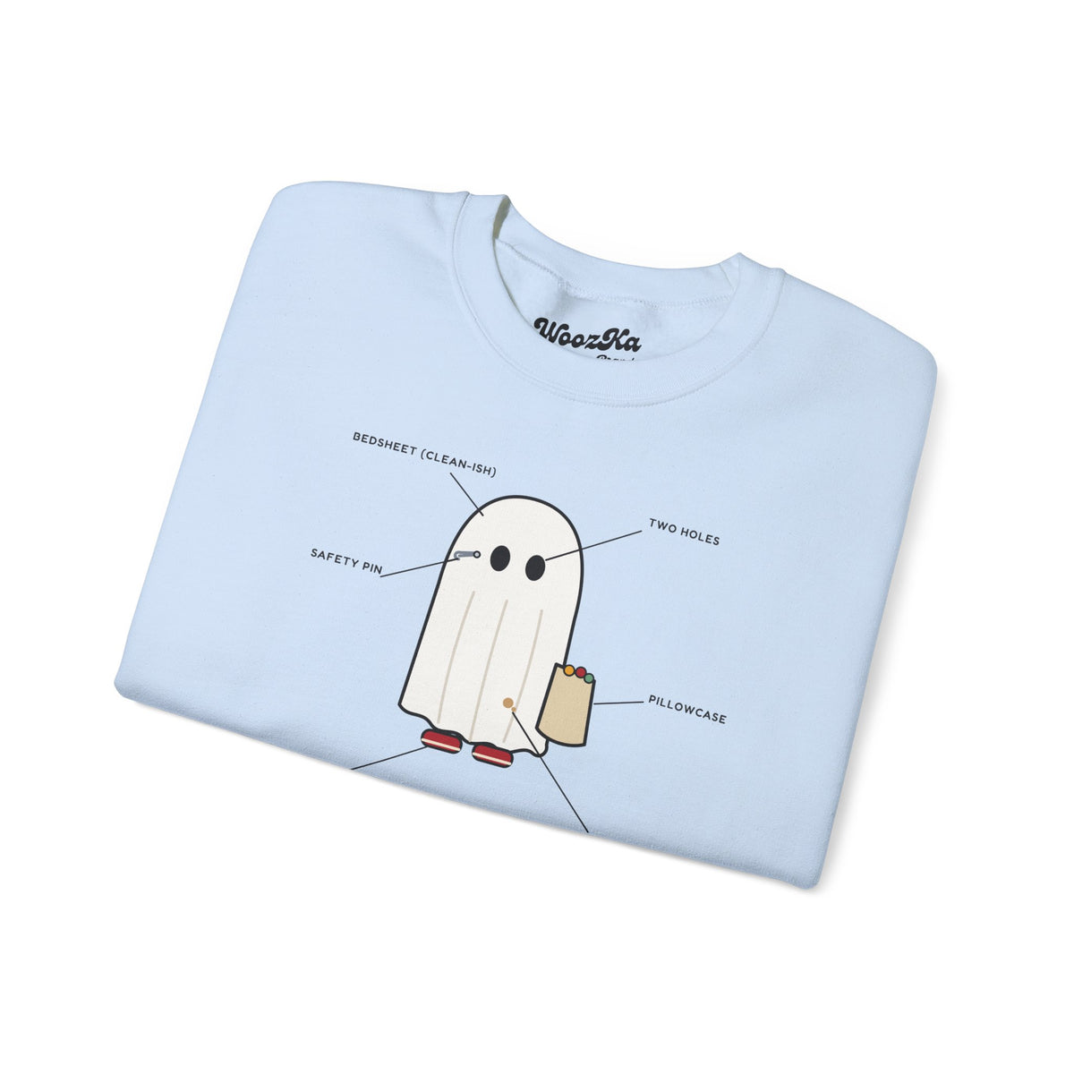 WoozKa Brands Lazy Halloween Costume Sweatshirt, Funny Ghost Front Print