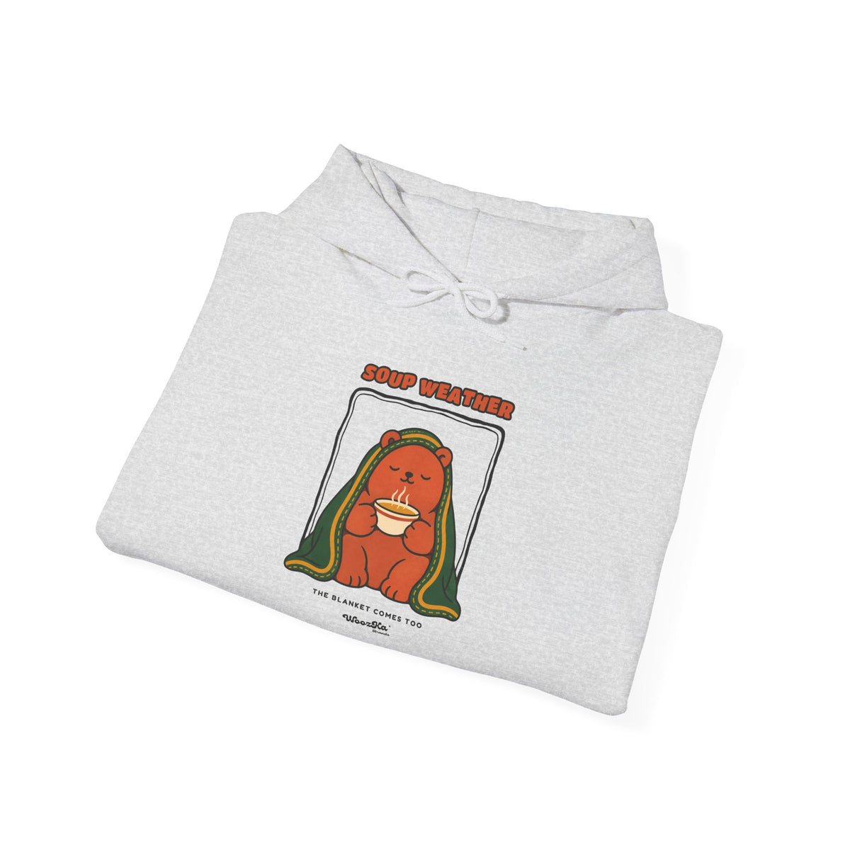 WoozKa Brands Soup Weather Bear Hoodie, Front Graphic