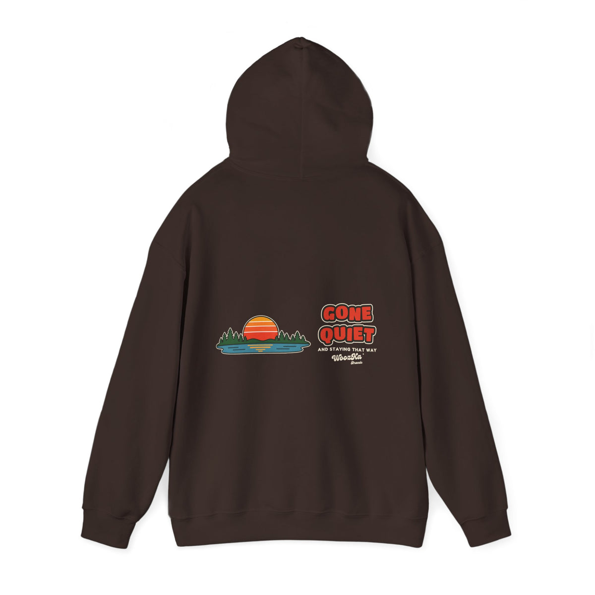 WoozKa Brands Retro Sunset Lake Hoodie, Nature Outdoors Wide Back Print