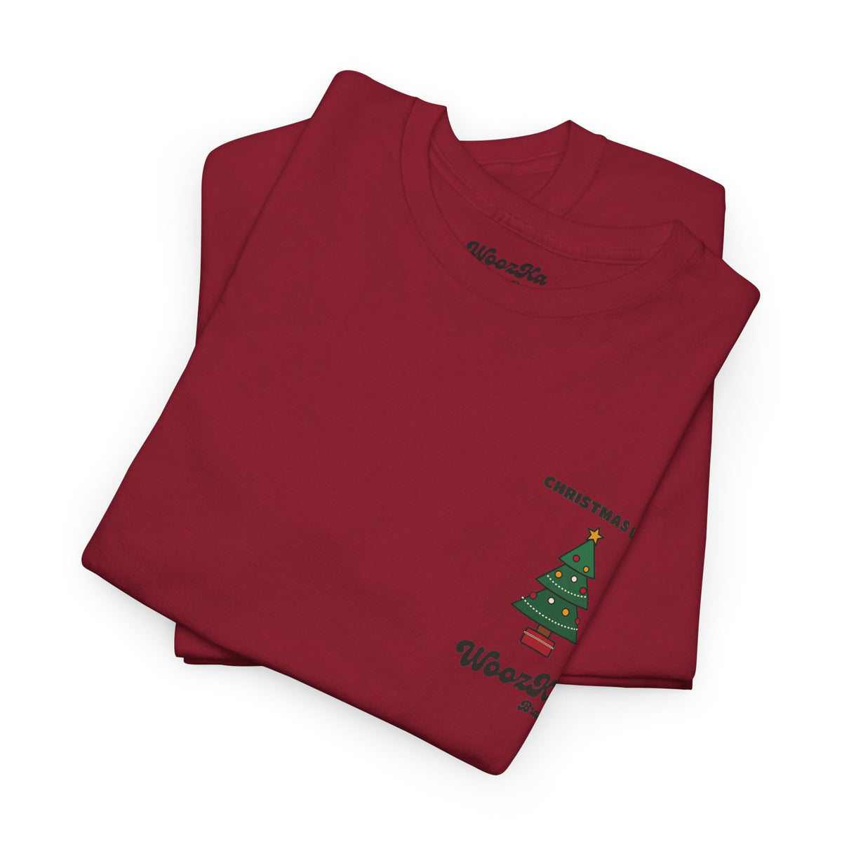 WoozKa Brands Cute Christmas Tree T-Shirt, Holiday List Back Print