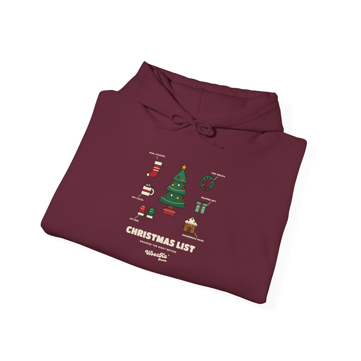WoozKa Brands Cute Christmas Tree Hoodie, Holiday List Front Print