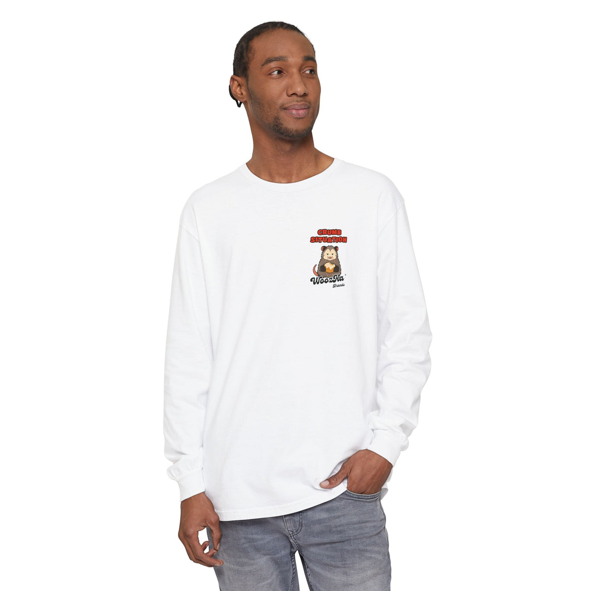 WoozKa Brands Crumb Situation Opossum Long Sleeve T-Shirt, Two-Sided