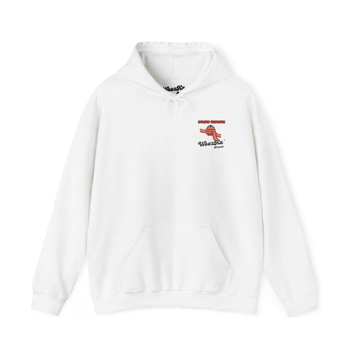 WoozKa Brands Cute Penguin Winter Hoodie, Funny Long Scarf Back Print