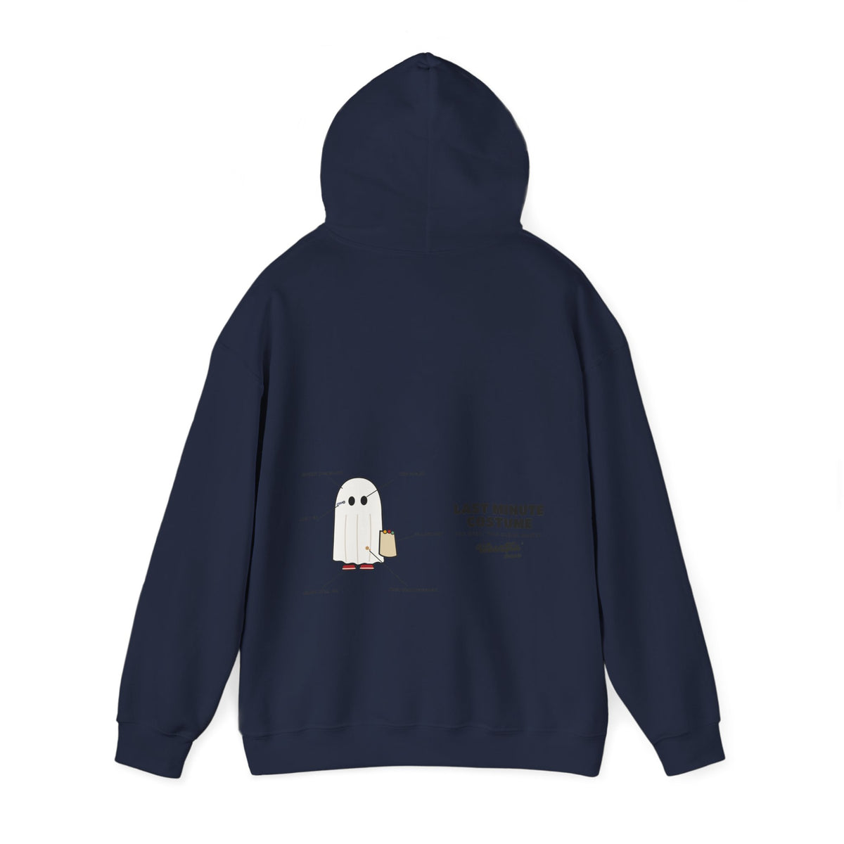 WoozKa Brands Lazy Halloween Costume Hoodie, Funny Ghost Wide Back Print