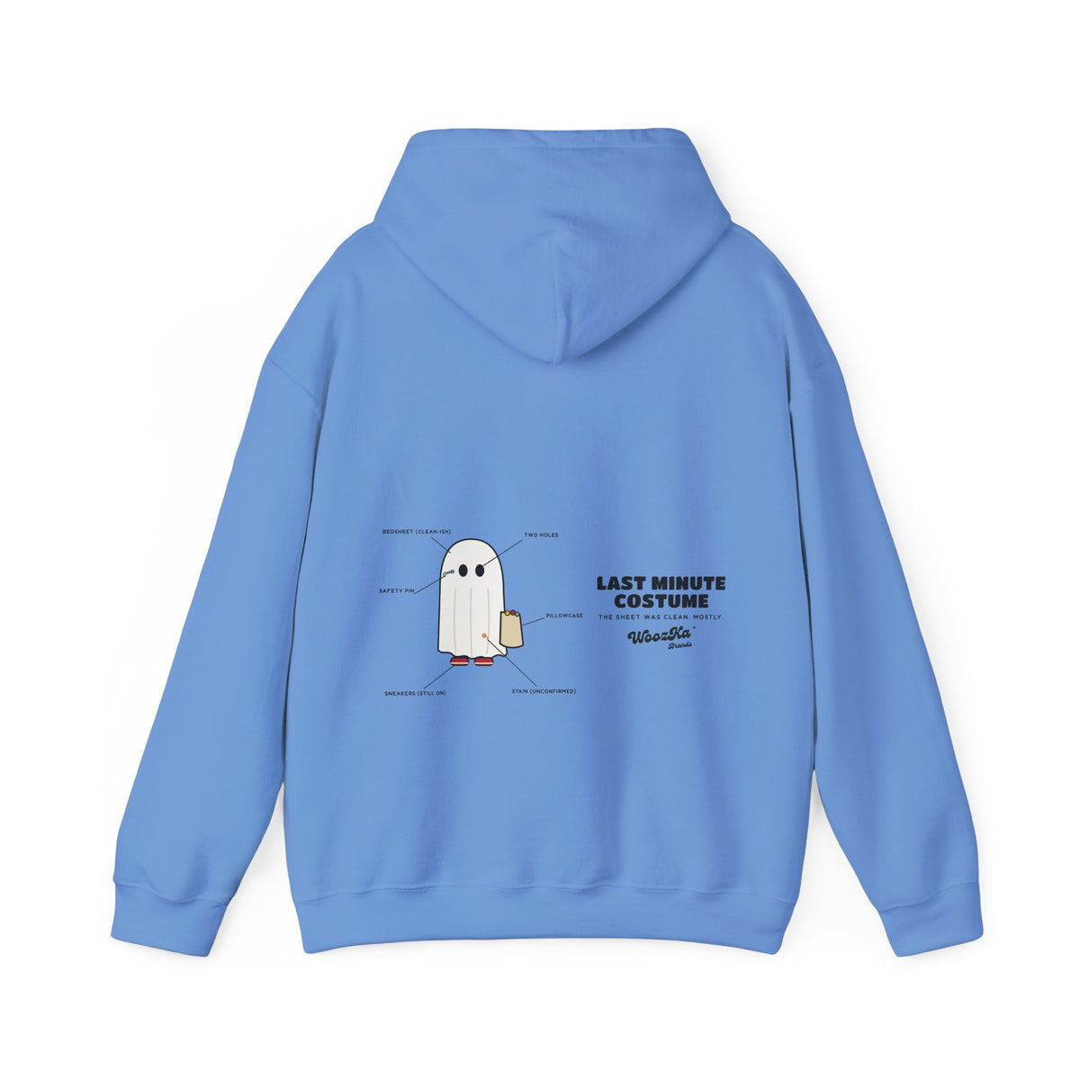 WoozKa Brands Lazy Halloween Costume Hoodie, Funny Ghost Wide Back Print