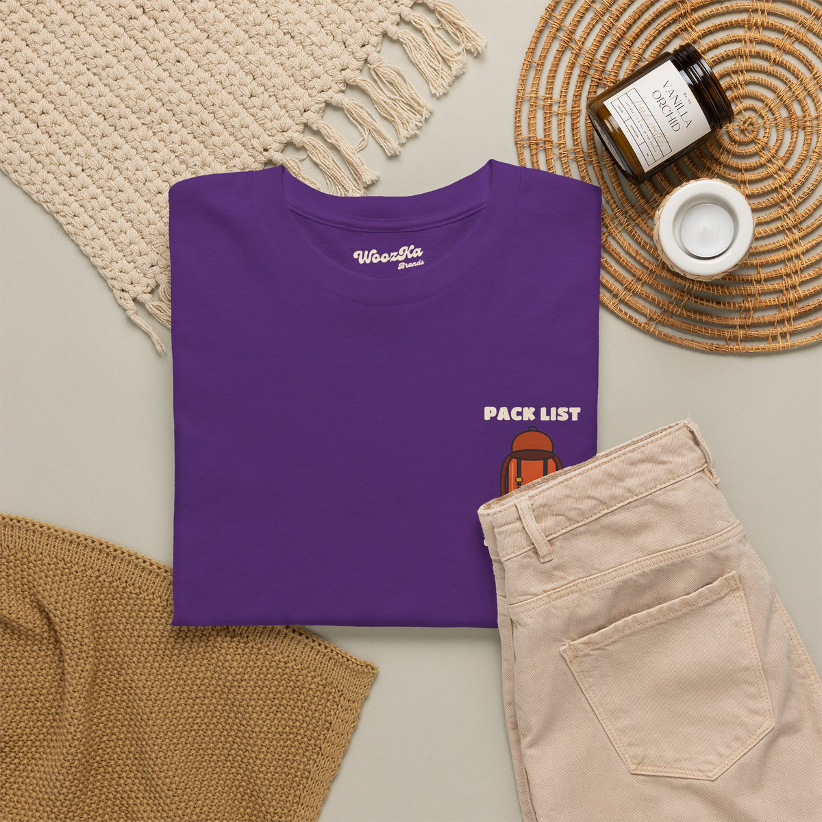 WoozKa Brands Hiking T-Shirt, Backpacking Gear List Back Print