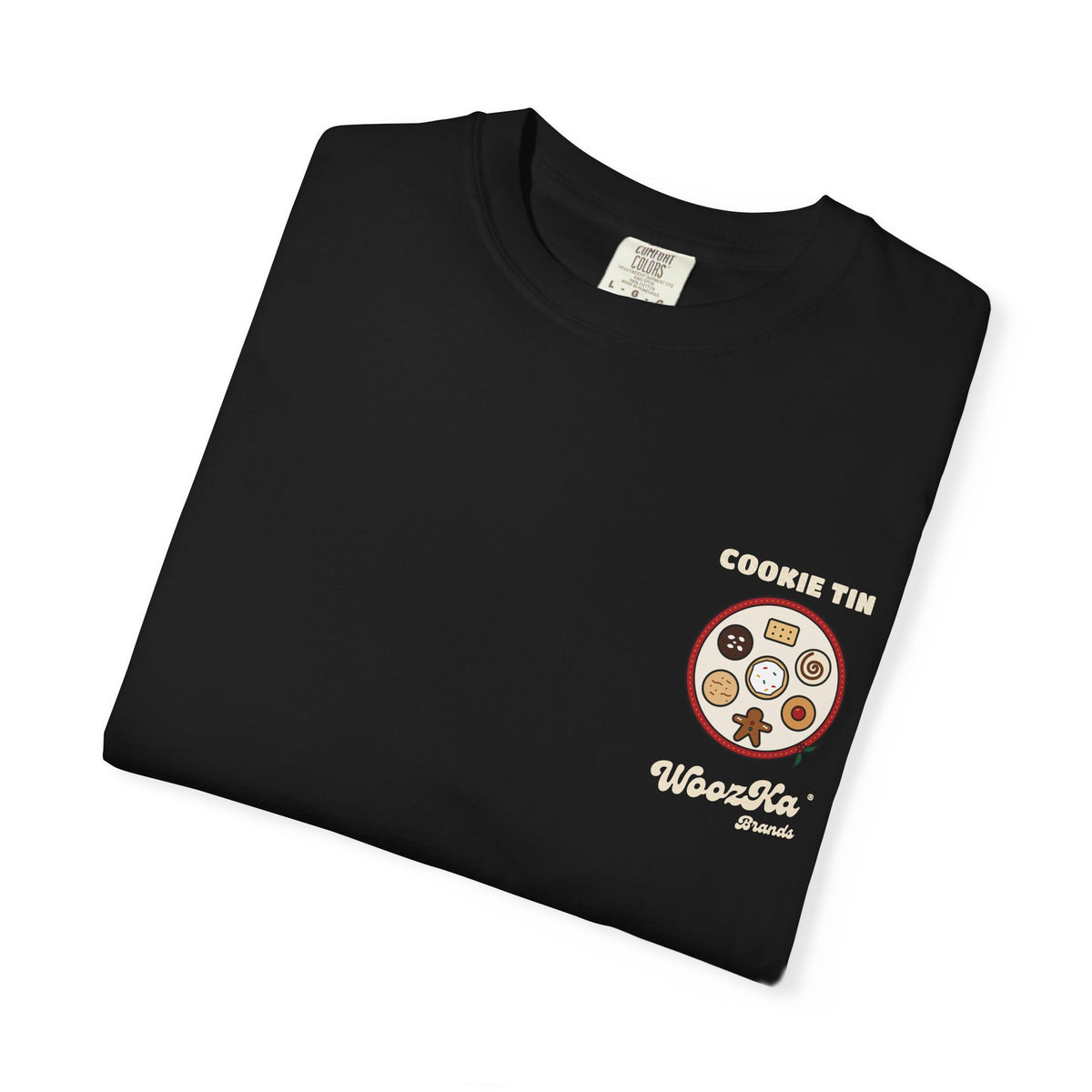WoozKa Brands Christmas Cookie Heavyweight Tee, Holiday Baking Back Print